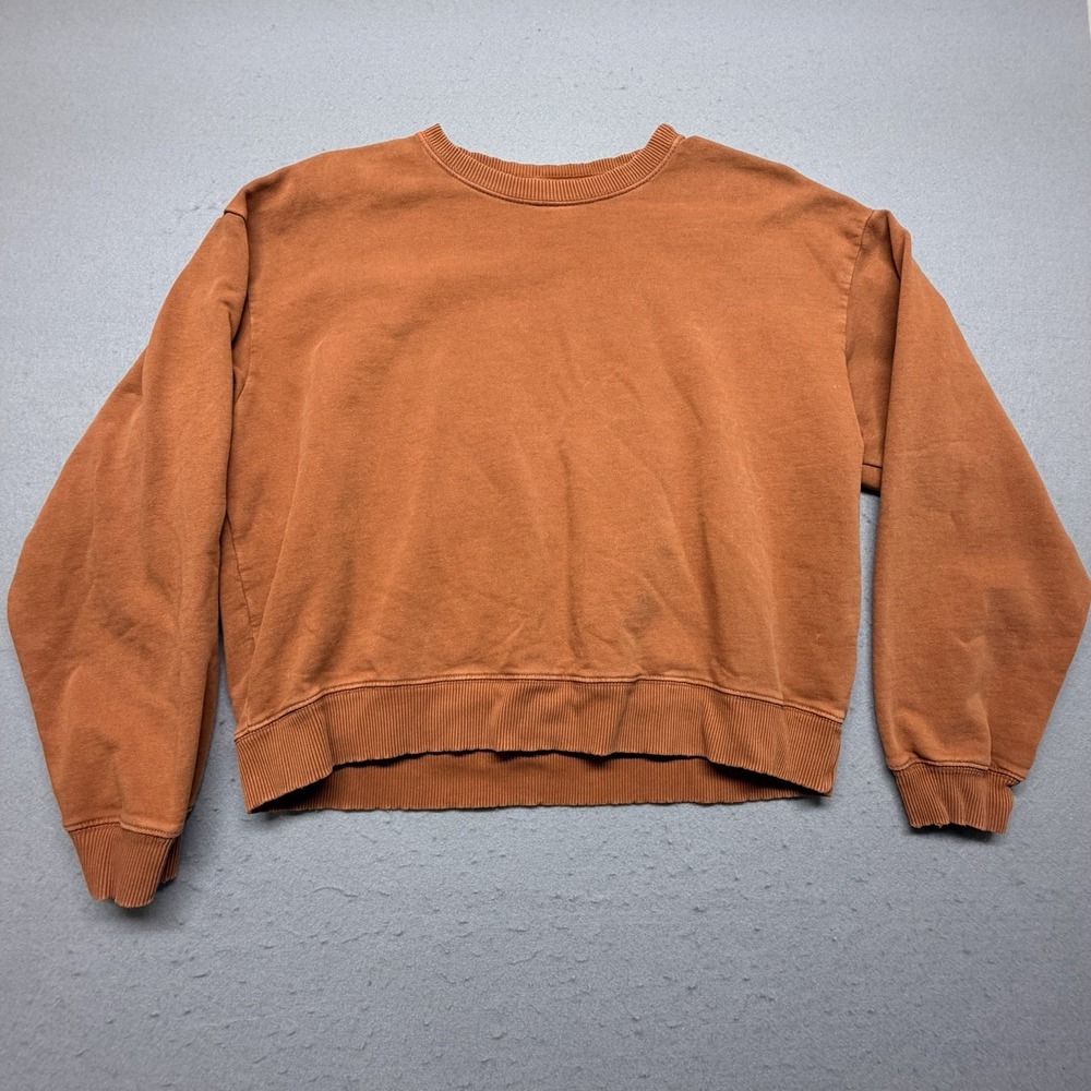 American Eagle Women's Medium Burnt Orange Cropped Crewneck Sweatshirt